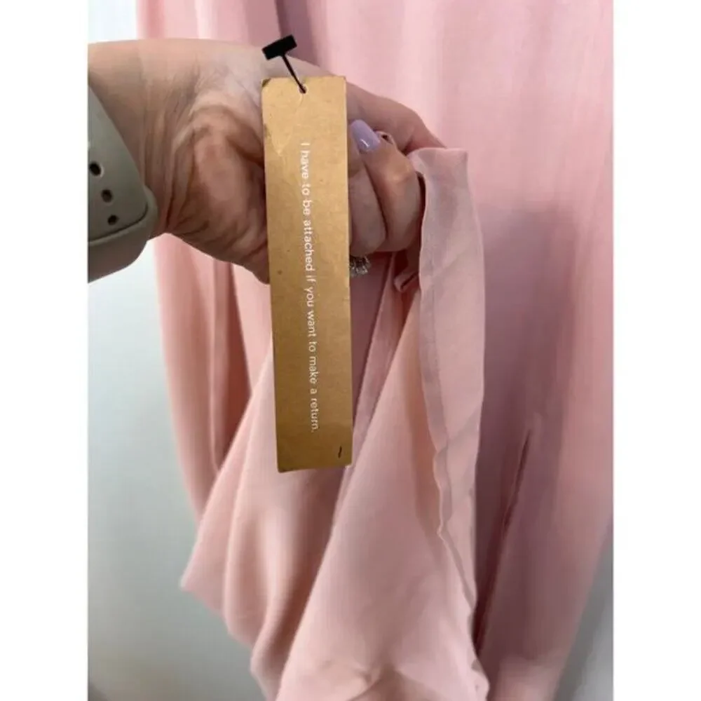 NWT Reformation Evelyn One Shoulder Long Blush Pink Maxi Dress with Front Slit - Picture 7 of 10